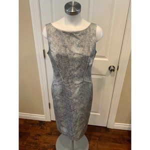 Lafayette 148 New York Navy  Gray Snakeskin Print Shift Dress, Size 10, NWT!